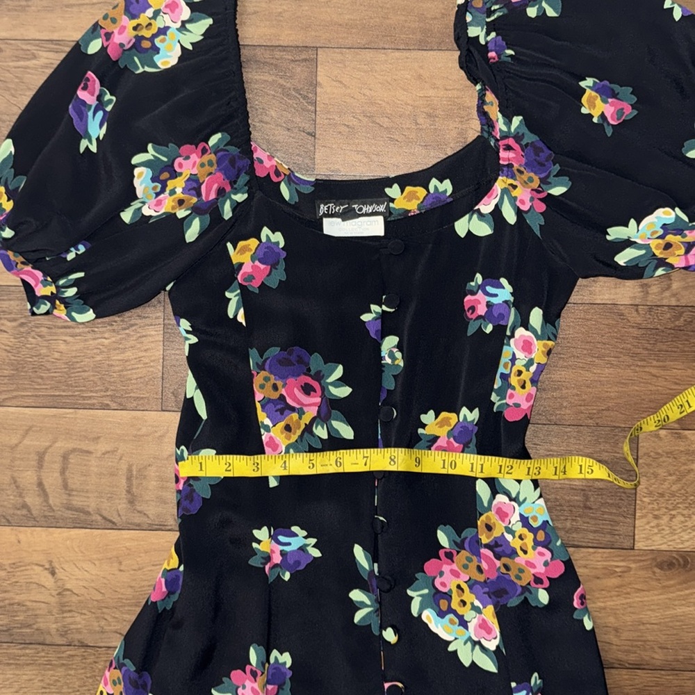Betsey Johnson For Lew Magram Vintage Dress Size Small 90s Does 40s Puff Sleeve - Picture 11 of 16